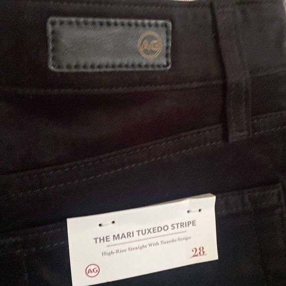 (B22) AG Adriano Goldschmied Mari Tuxedo Stripe Super Black pants, Size 28 NWT - Picture 11 of 16